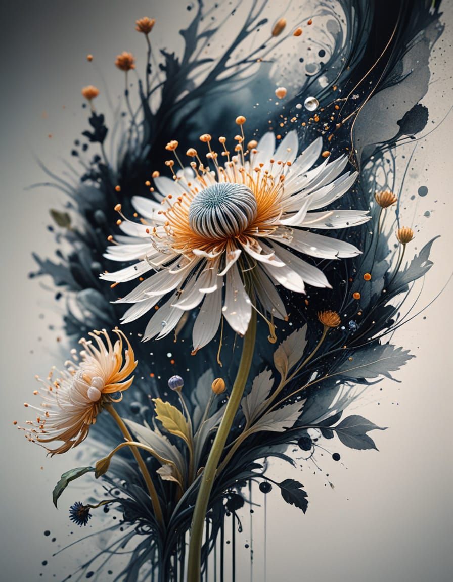 Intricate Flower Blooms in Darkness