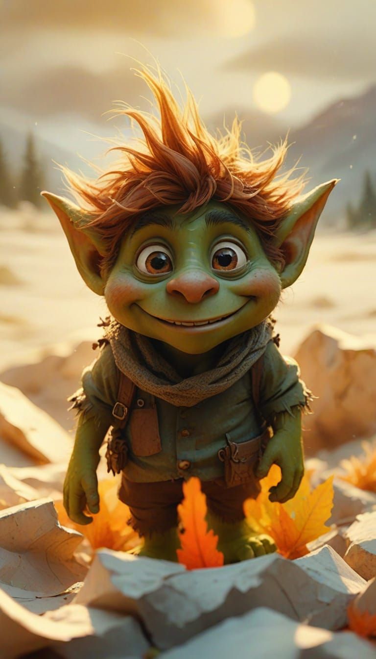 Whimsical Fantasy Troll in Watercolor Style