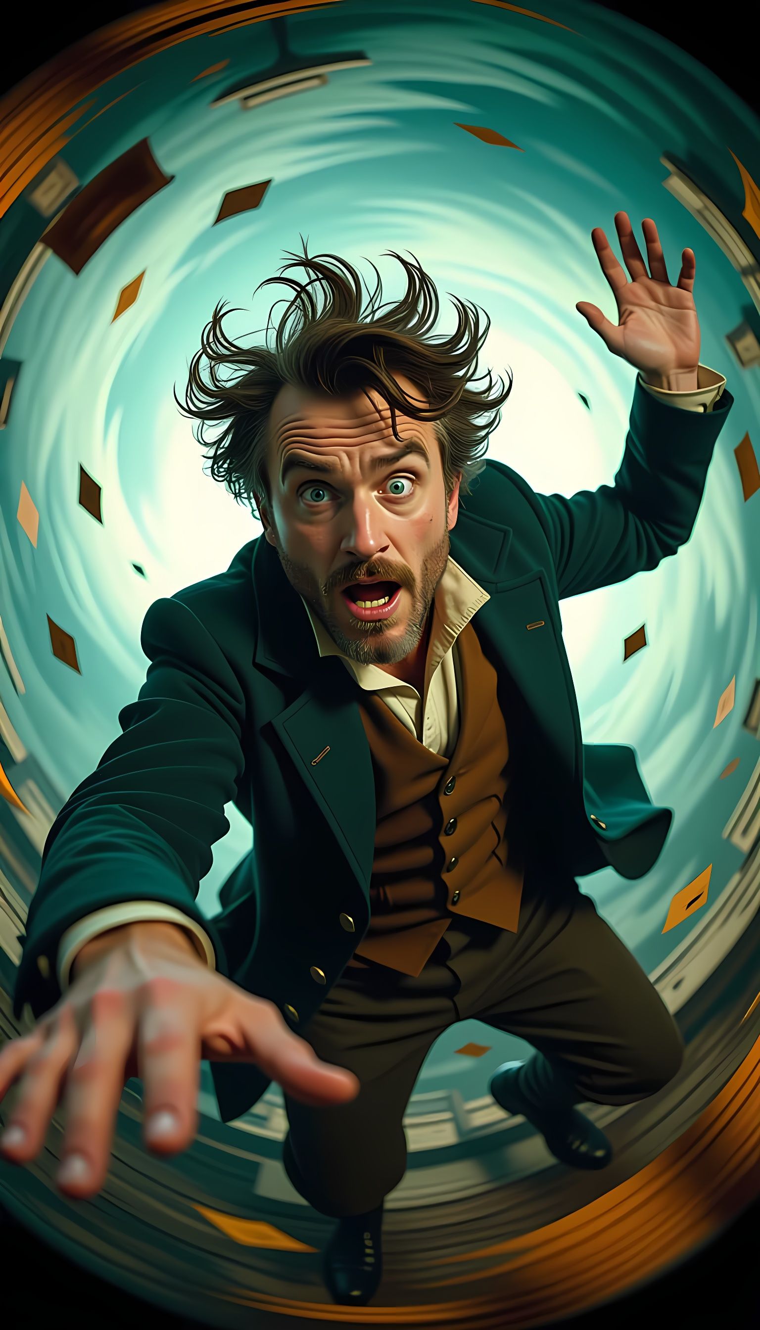 Victorian Man's ADHD Chaos in Whimsical Style