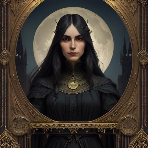 Victorian High Priestess Portrait in Art Nouveau Style