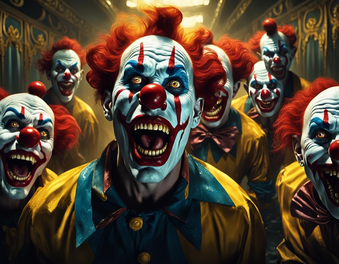 Evil Clowns Chase Woman in Hall of Mirrors