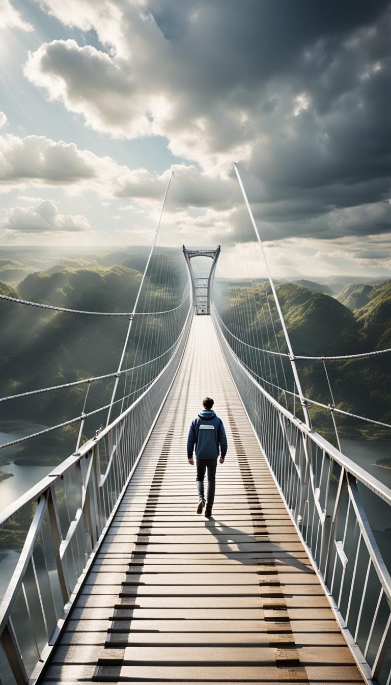 Spectacular Bridge Crossing on a Cloudy Day