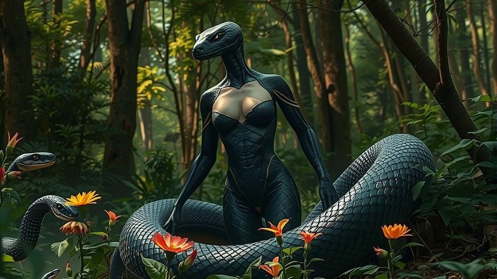 Amazon Snake-Woman in Photorealistic Digital Art