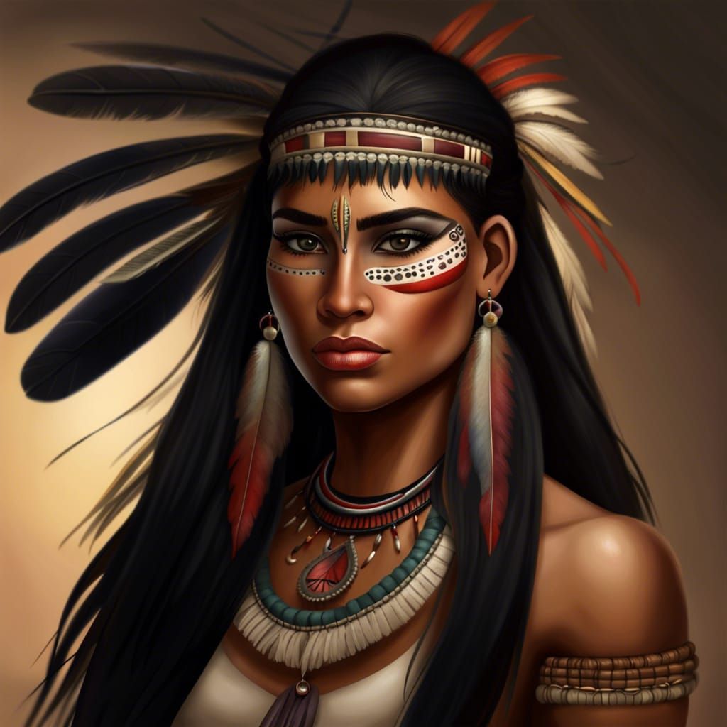 Elegant Taino Woman Portrait in Hyperdetailed Style