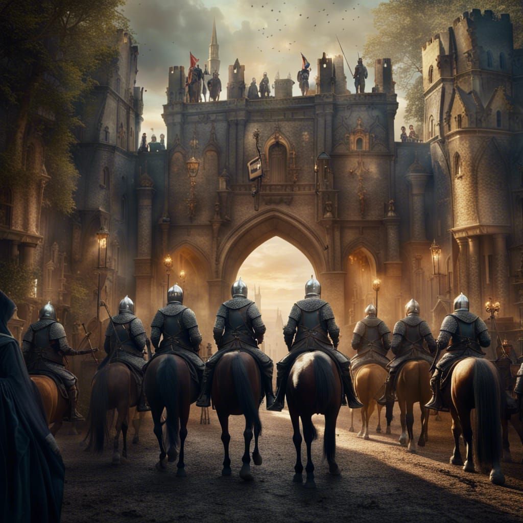 Medieval Knights Await Princess: Digital Matte Painting