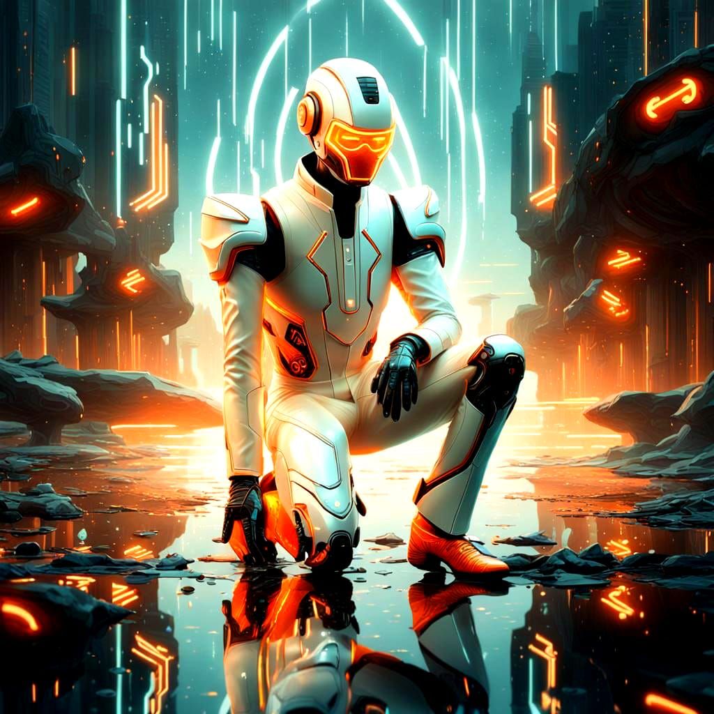 Futuristic Biomorphic Entity in Cyberpunk Photoshoot