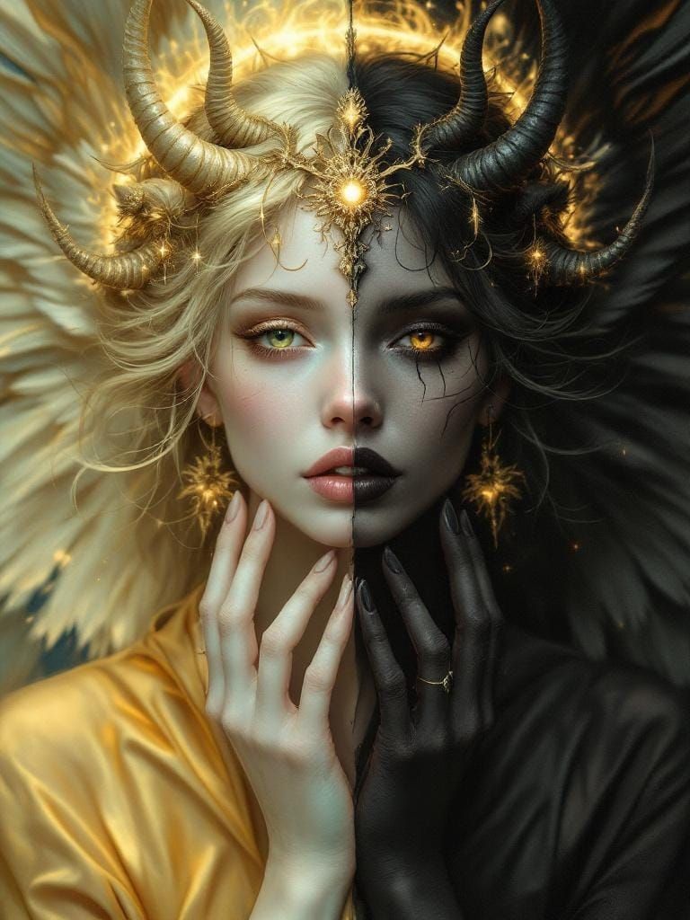 Celestial Woman: Angel and Demon Portrait