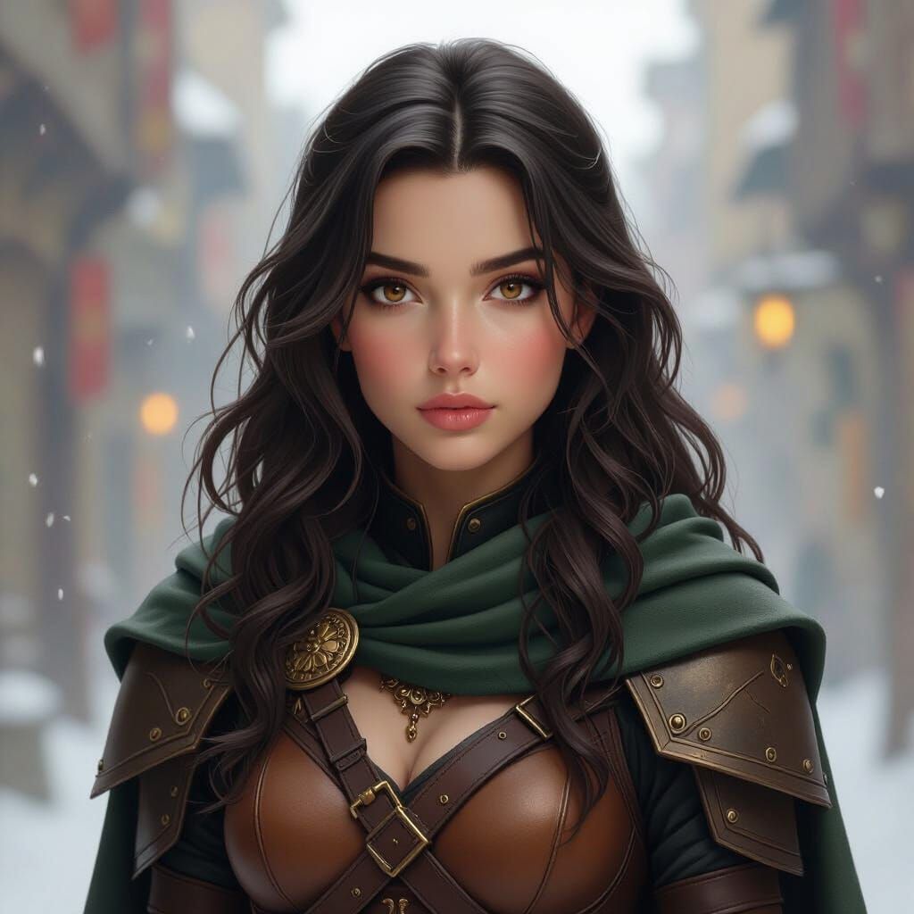 Fierce Girl Warrior in Detailed Matte Painting Style