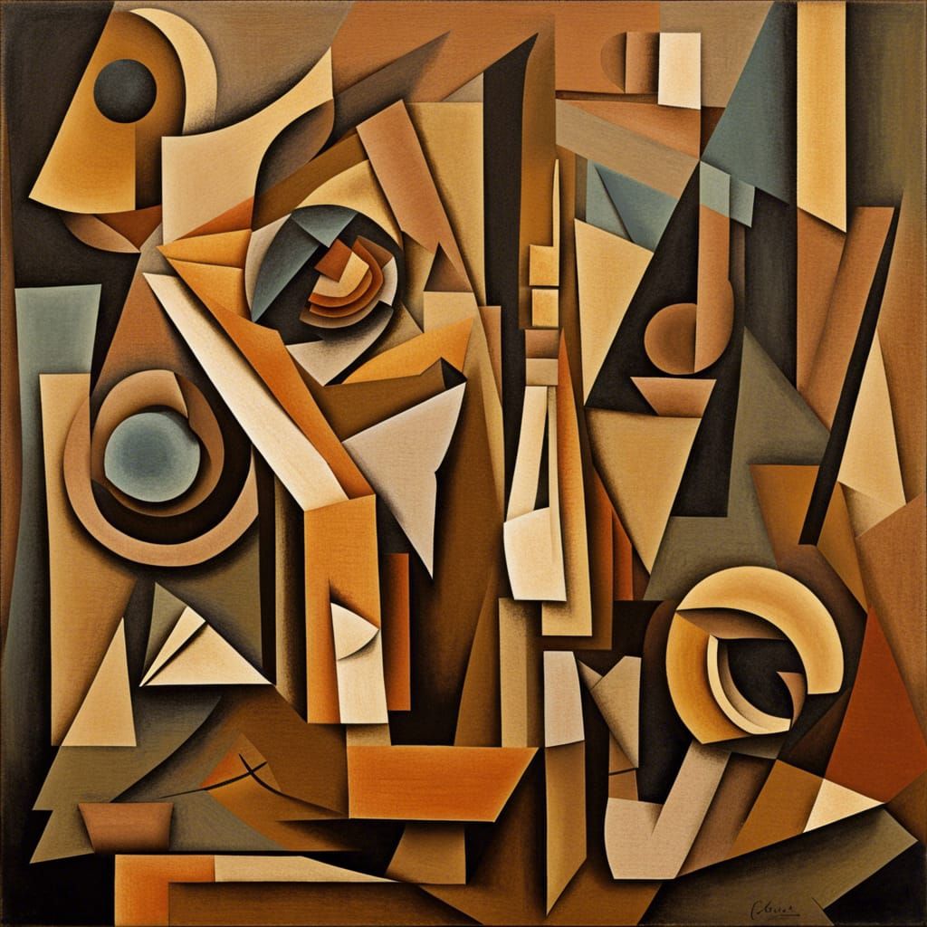 Cubist Musical Notations in Earthy Tones