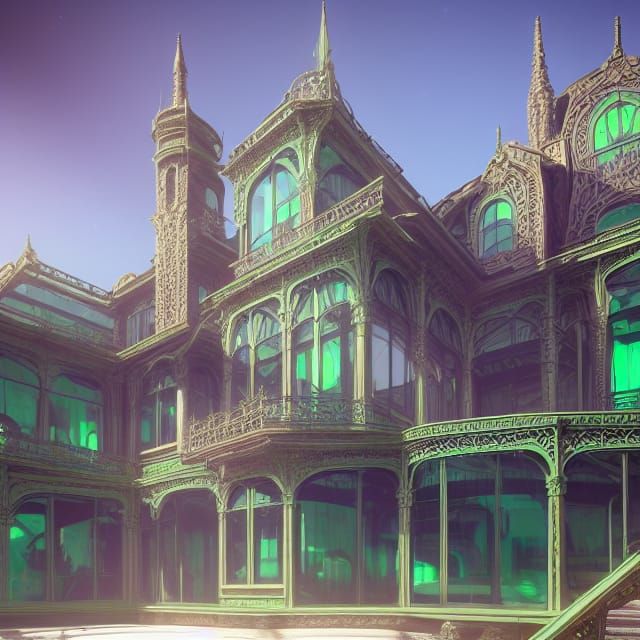 Victorian Greenhouse with Art Nouveau Filigree