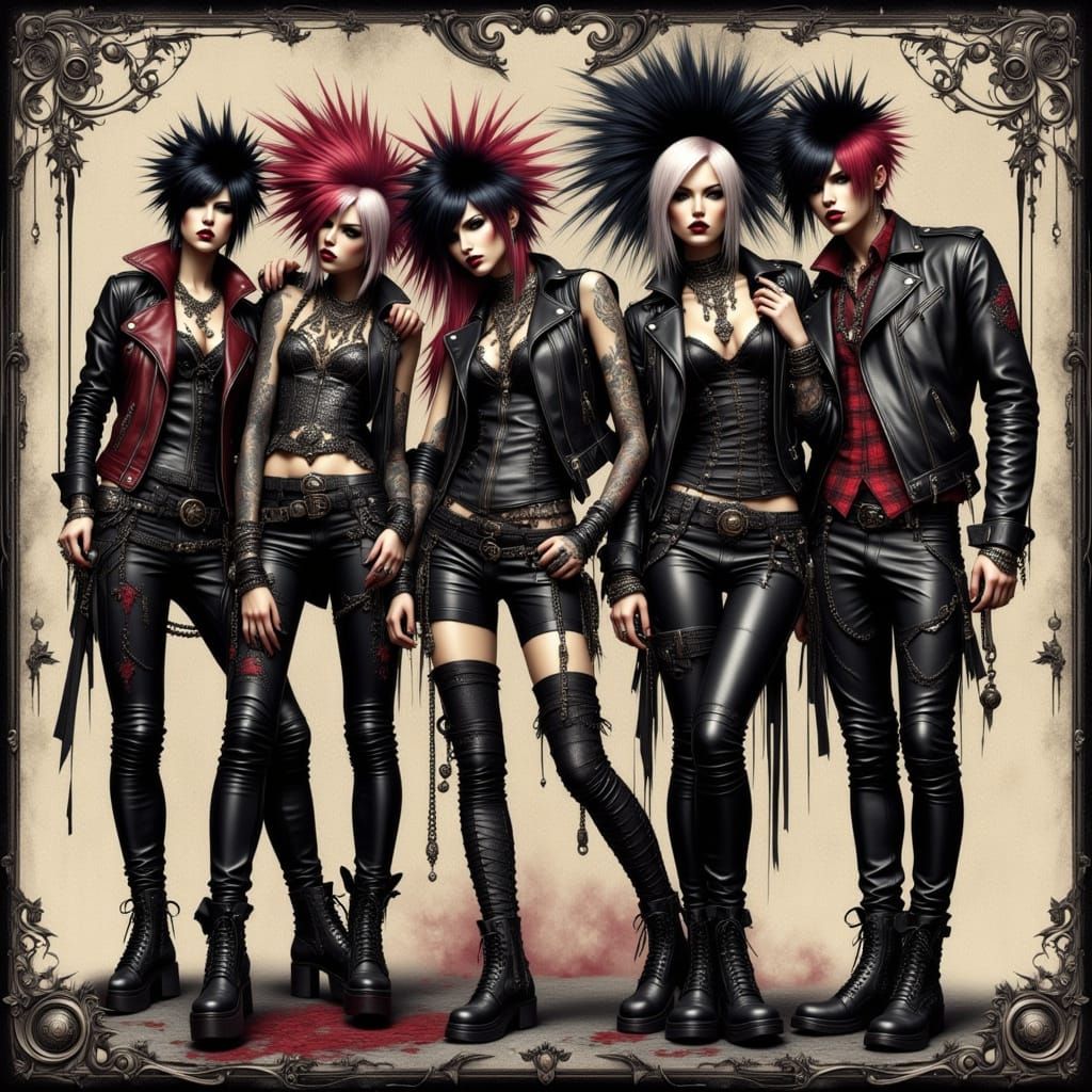 Punk Rockers in a Fusion of Art Nouveau and Grunge Styles