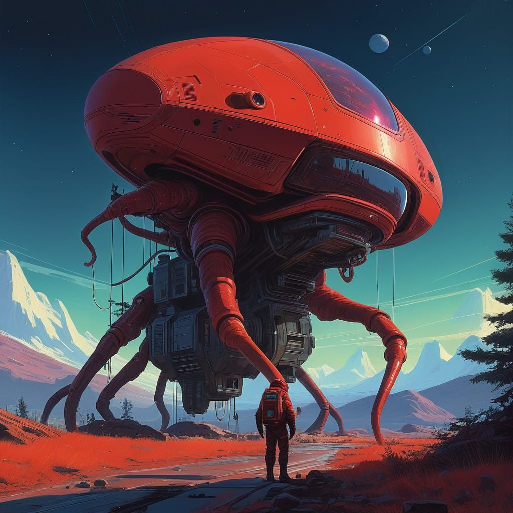 Surreal, Red Velvet Alien Emerges on Distant Exoplanet in Hy...