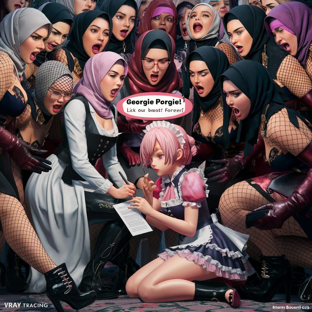 Dominating Women in Leather and Hijabs: 3D Anime Art