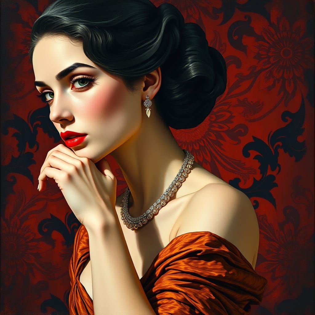 Elegant Lady in Gouache