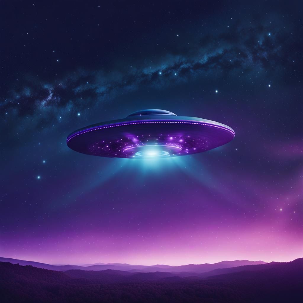 UFO Soars Through Starry Night Sky