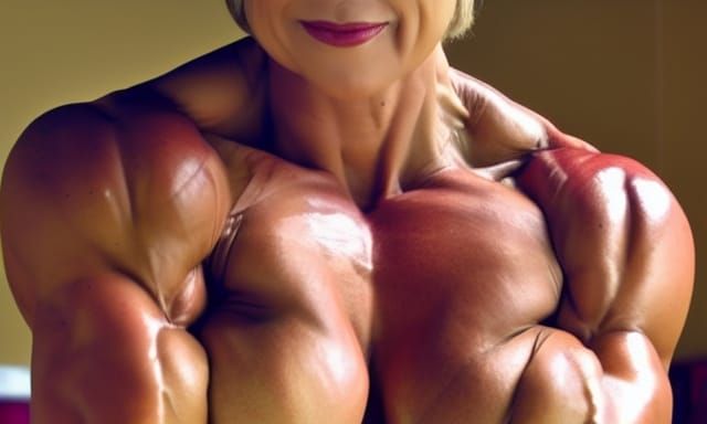 Extremely Muscular Female Bodybuilder Mom