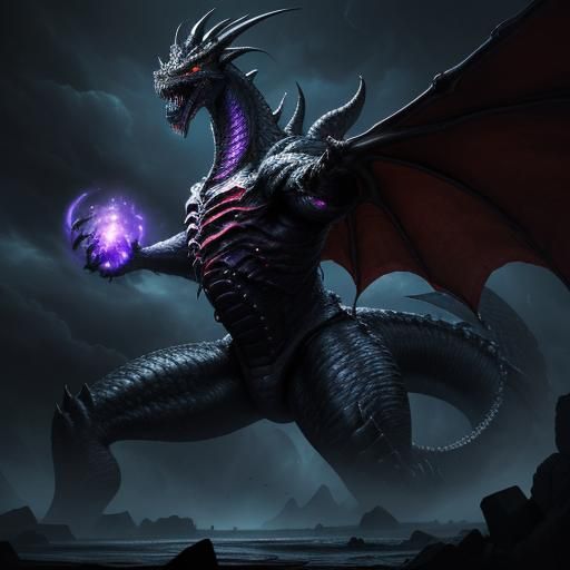 Wyrm of the Abyss: Fantasy Dragon Unleashes Dark Magic