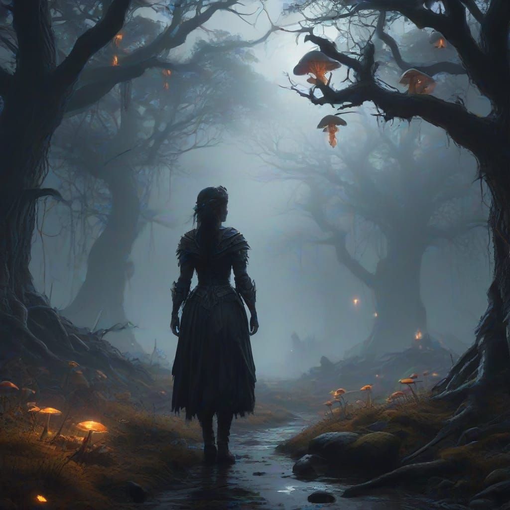 Ethereal Gothic Horror Queen Reigns over a Misty Moorland