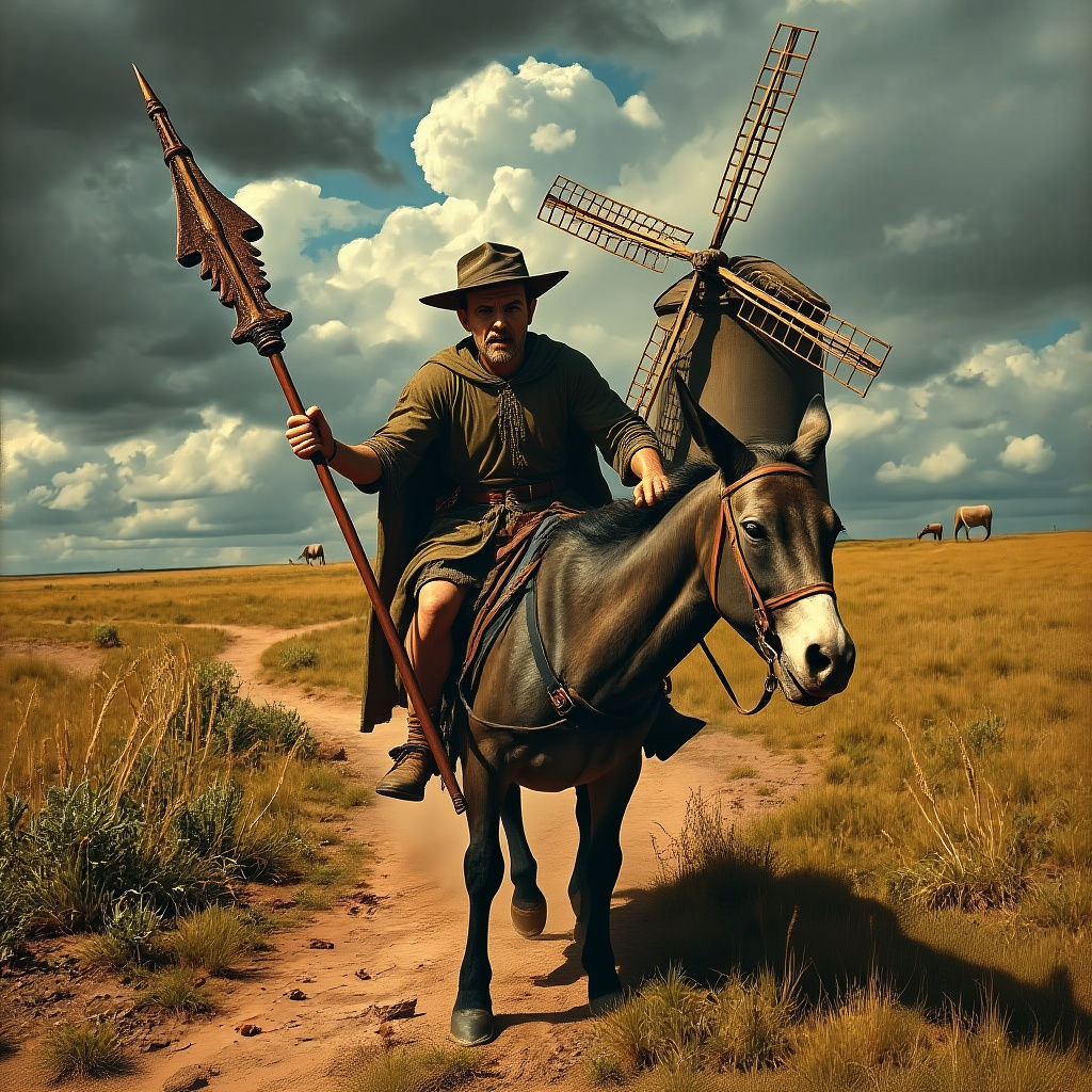 Don Quixote's Surreal Charge: A Cinematic Vision