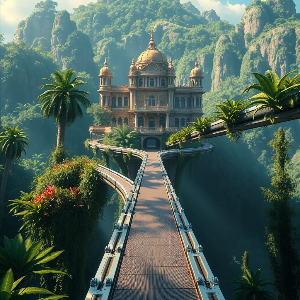 Ethereal Walkway Connects Ancient Palace to Futuristic City ...