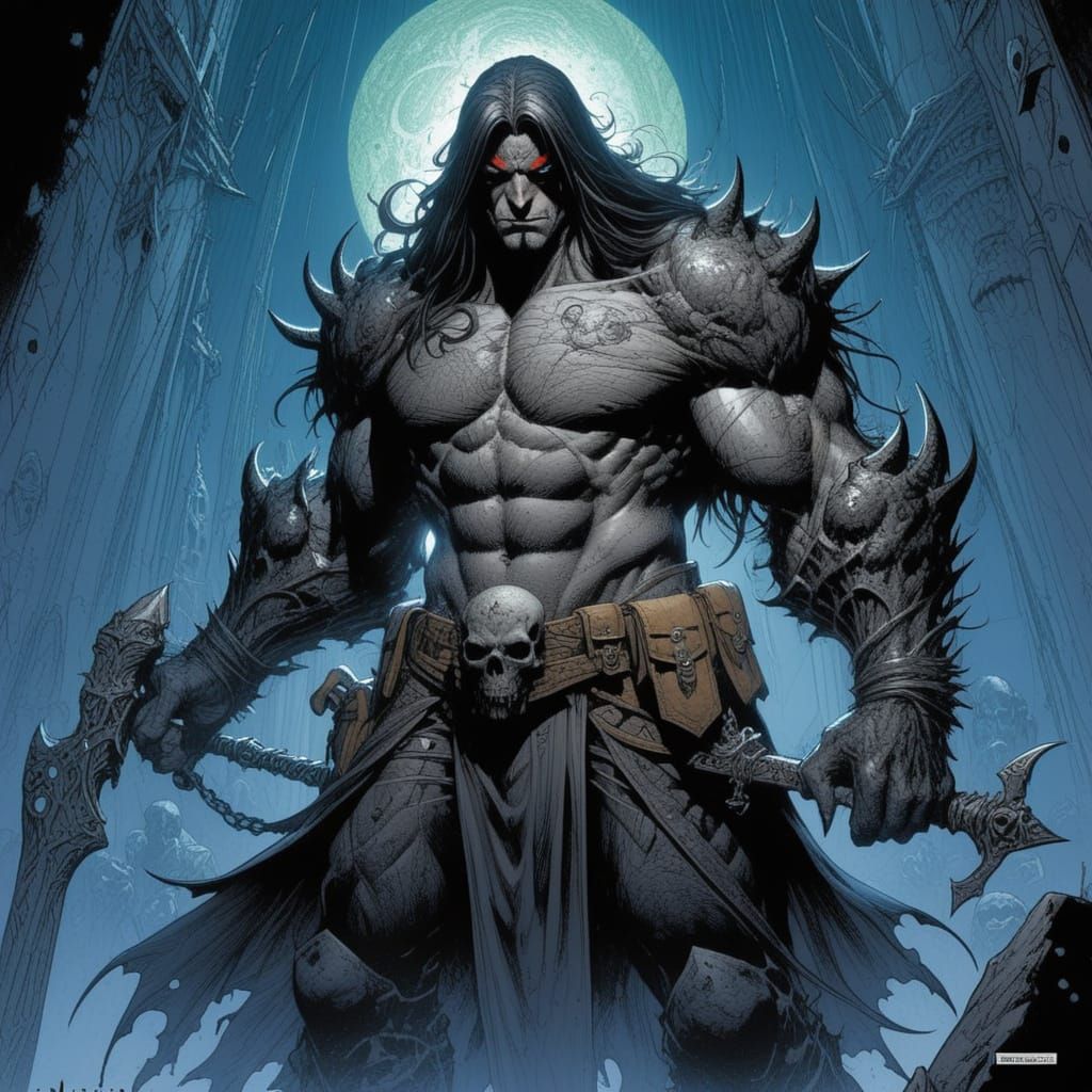 Dramatic Grimdark Illustration in Comic Style