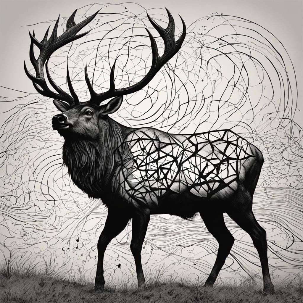 Sacred Geometry Elk in Zentangle Style