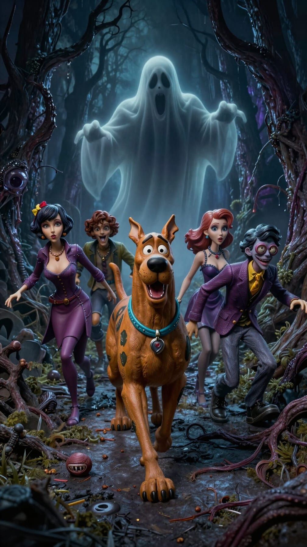 Scooby Doo Gang in Haunted Forest Diorama