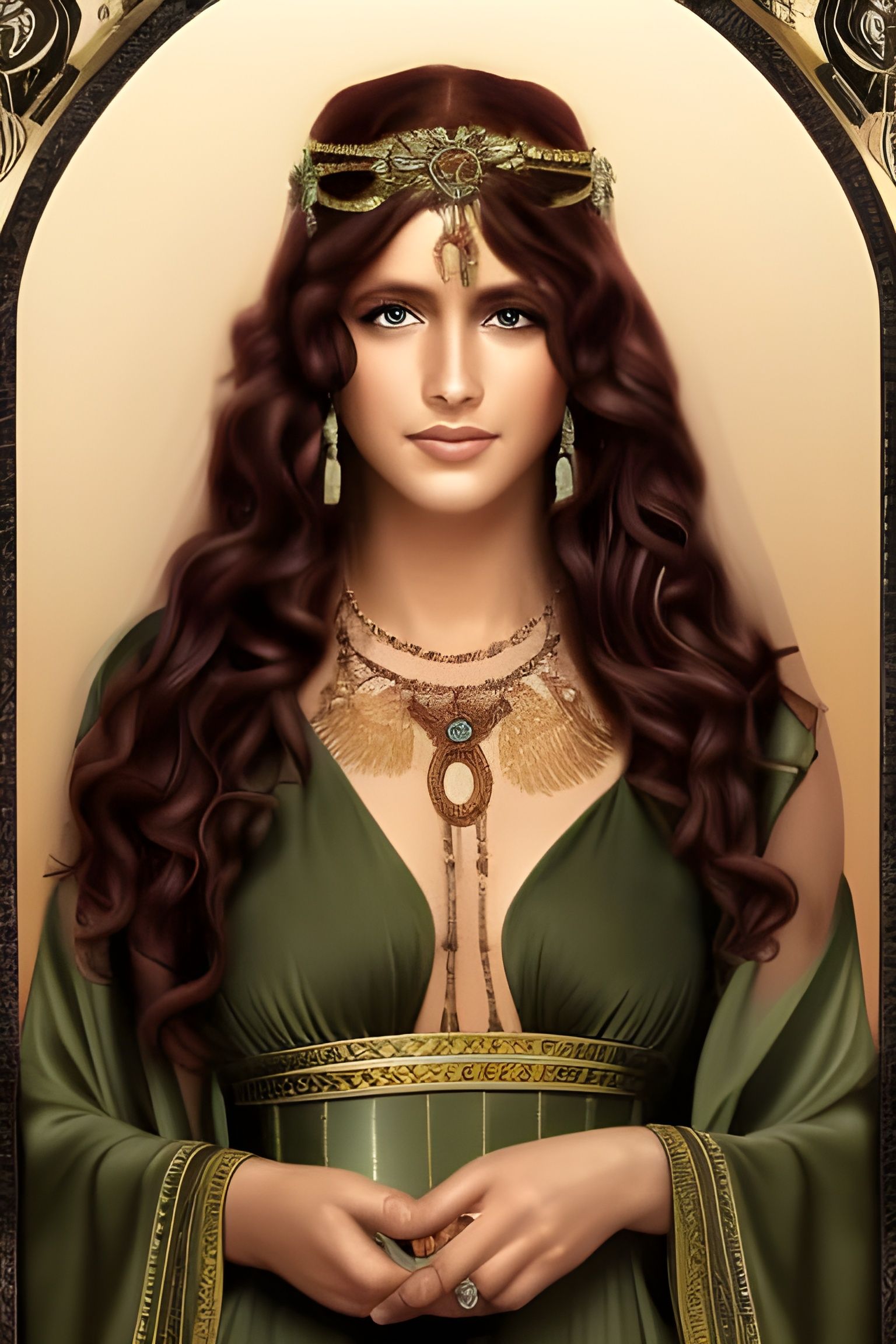 Fiery Red-Haired Goddess in Digital Portrait