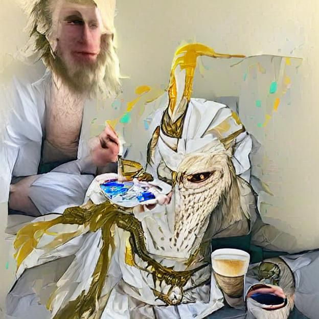 Dragonborn Paints Beholder Portrait with Tea