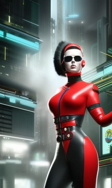 Cyber Nurse in Vinyl, Hyperrealistic Biopunk Style