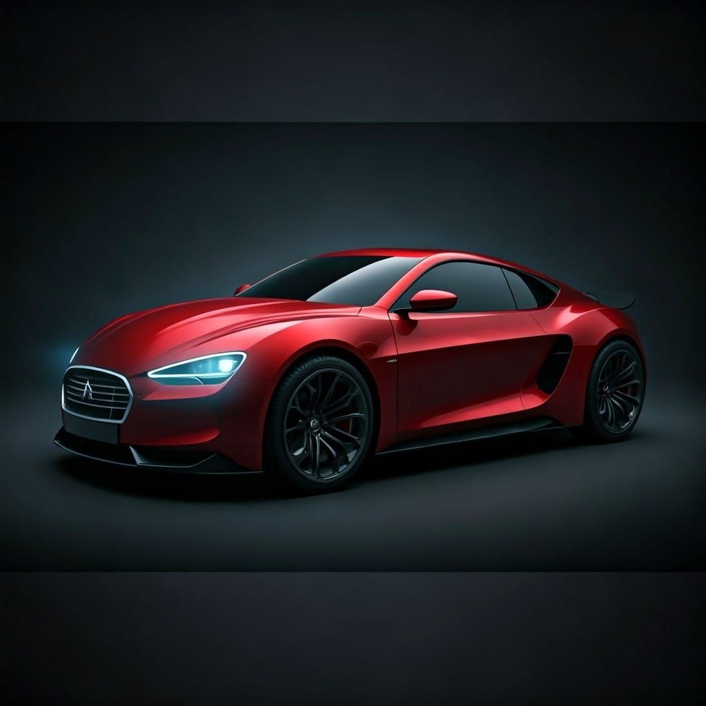 Cherry Red Citroën 2CV GT Zagato Supercar Concept in Futuris...