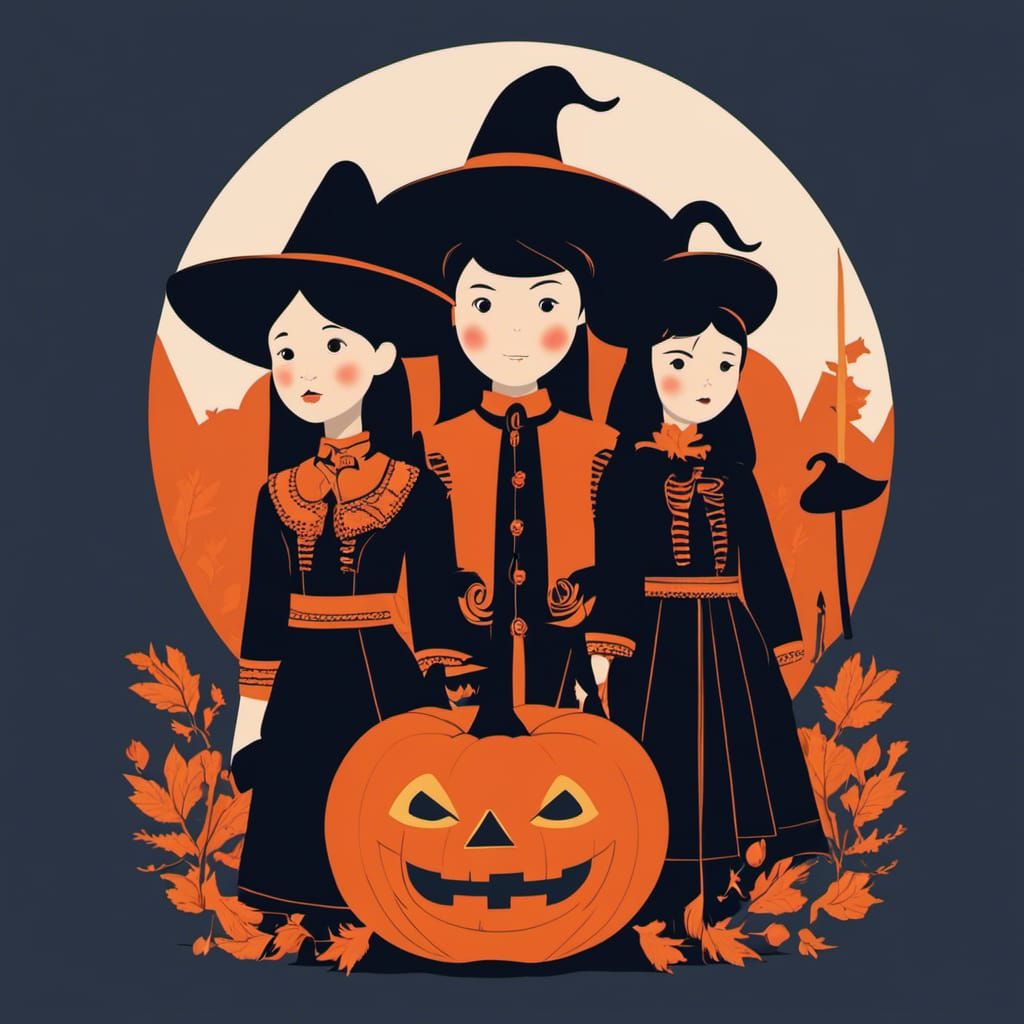 Minimalist Halloween Youth in Vibrant Colors