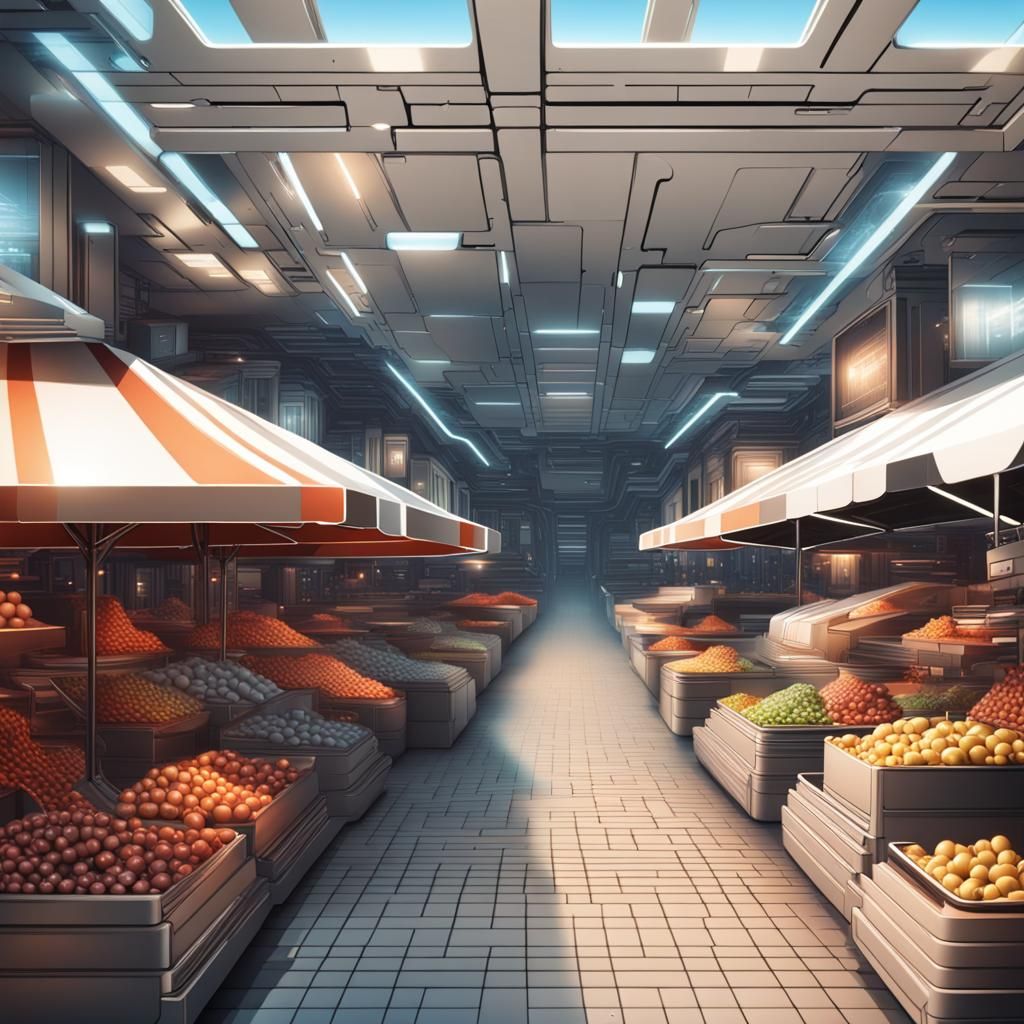 Futuristic Marketplace Scene