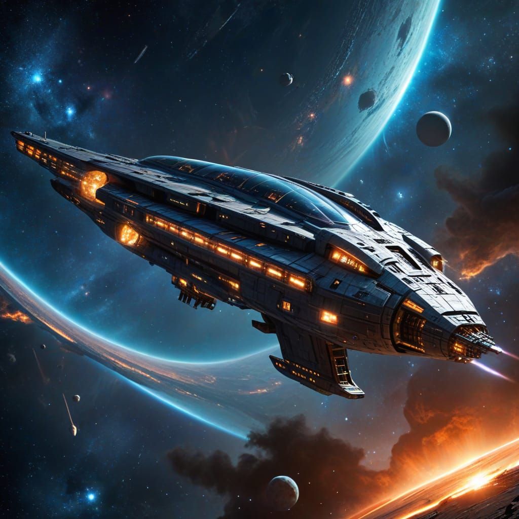 Galactic Luxury Space Liner in Cosmic Expanse