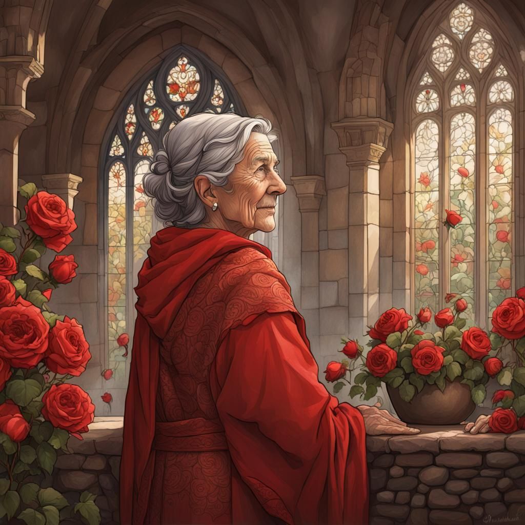 Medieval Woman in Monastery: Detailed Digital Portrait