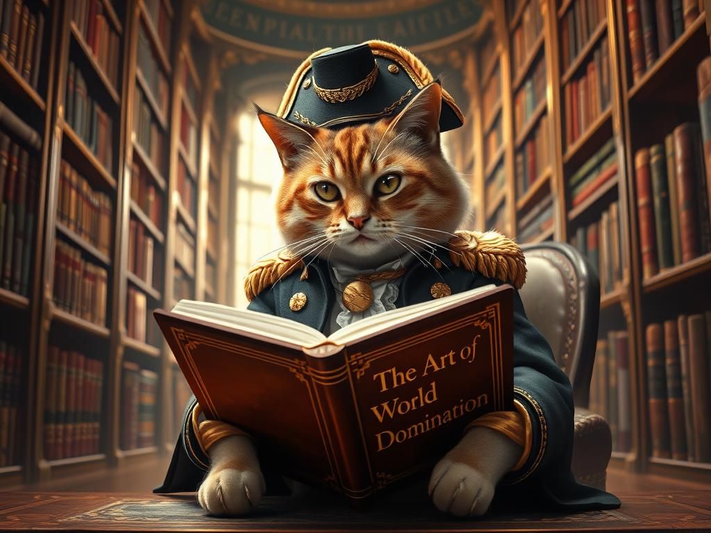 Cat as Napoleon Reads of World Domination