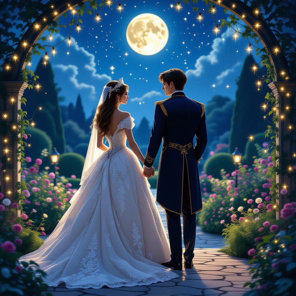 Enchanted Garden: Prince and Princess in Art Nouveau Style