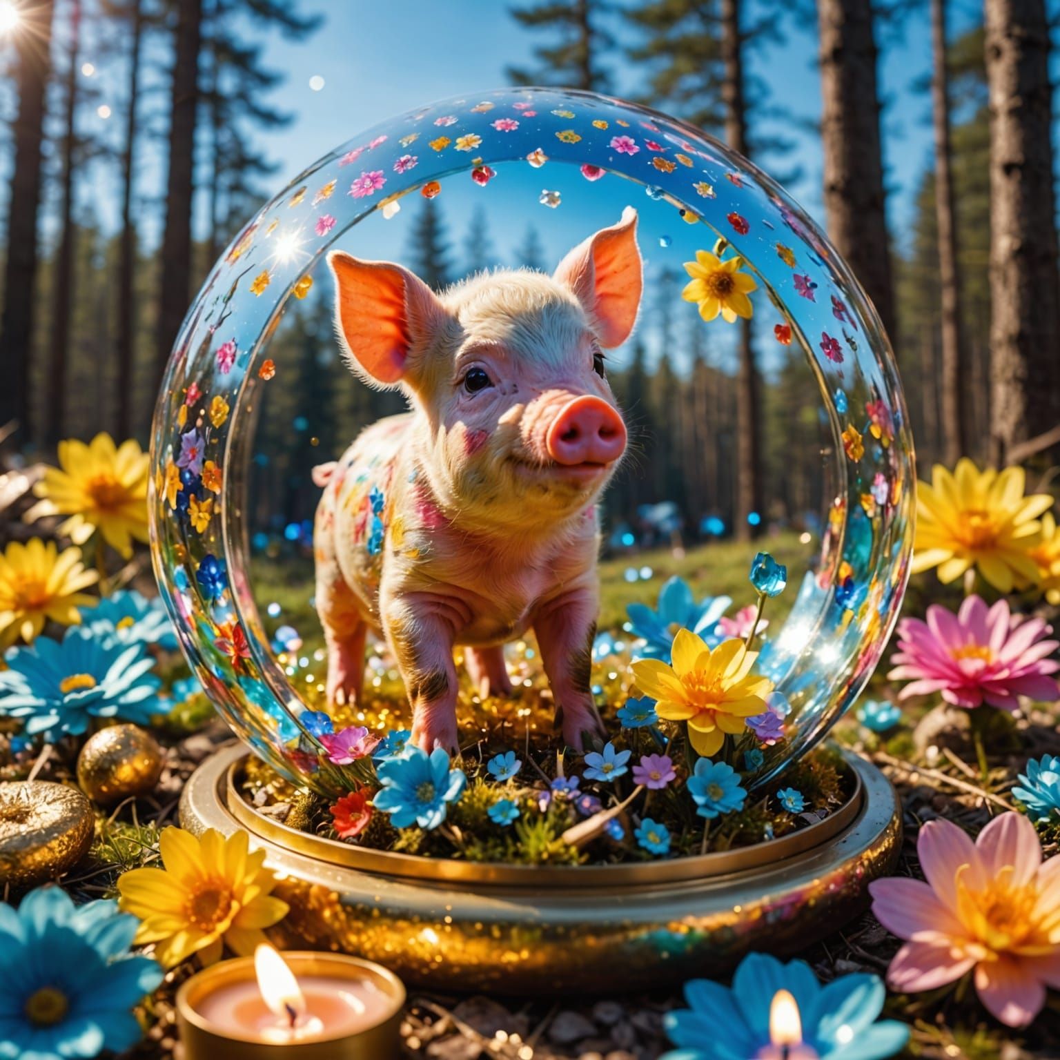 Majestic Winter Wonderland with Kaleidoscope Creatures