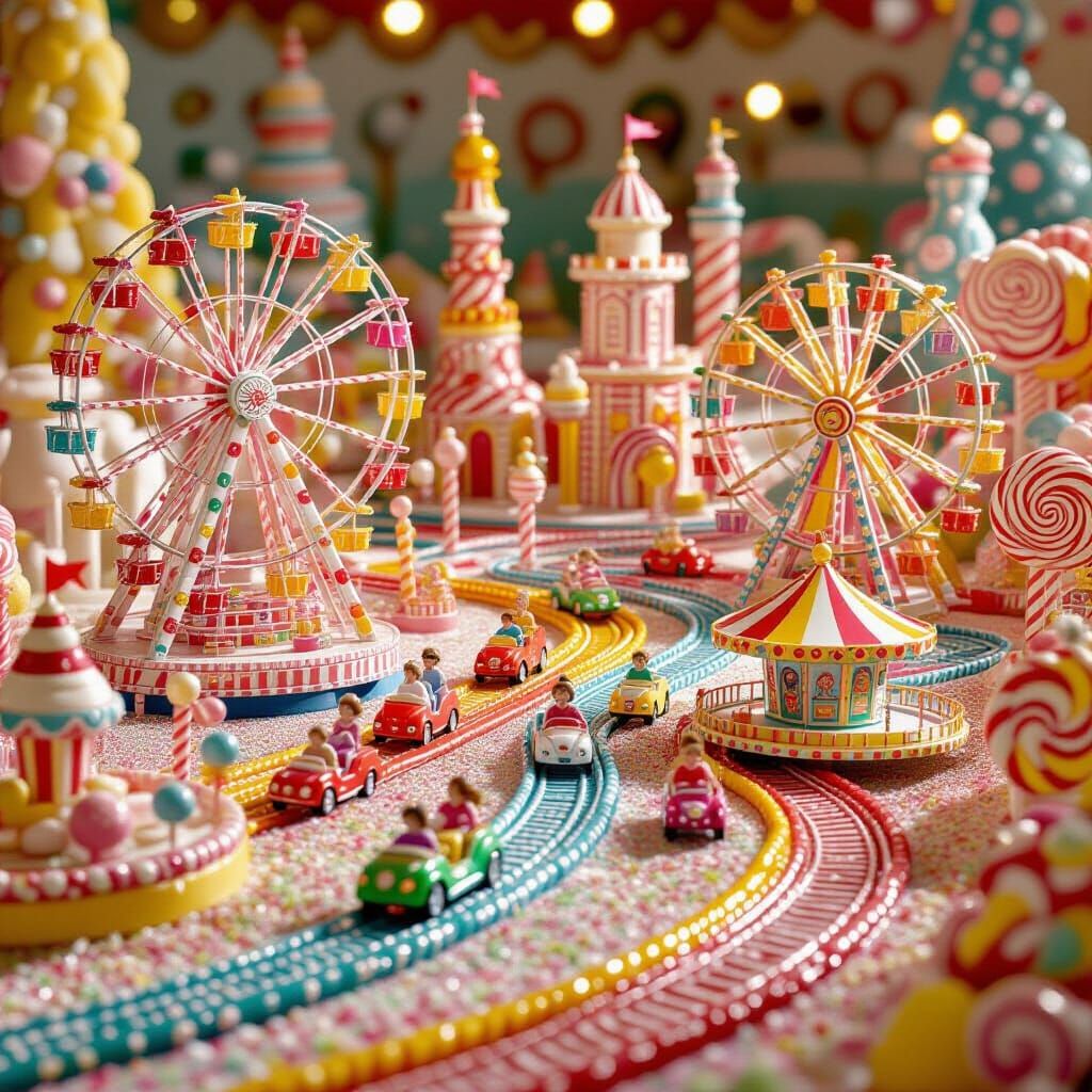 Candy Amusement Park in Pop Surrealist Style