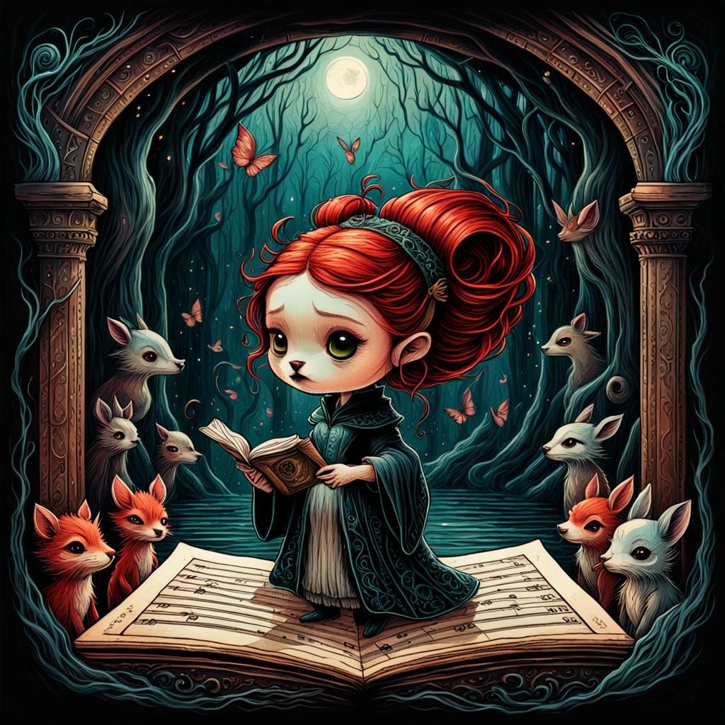 Red-Haired Girl's Opera Performance for Forest Creatures