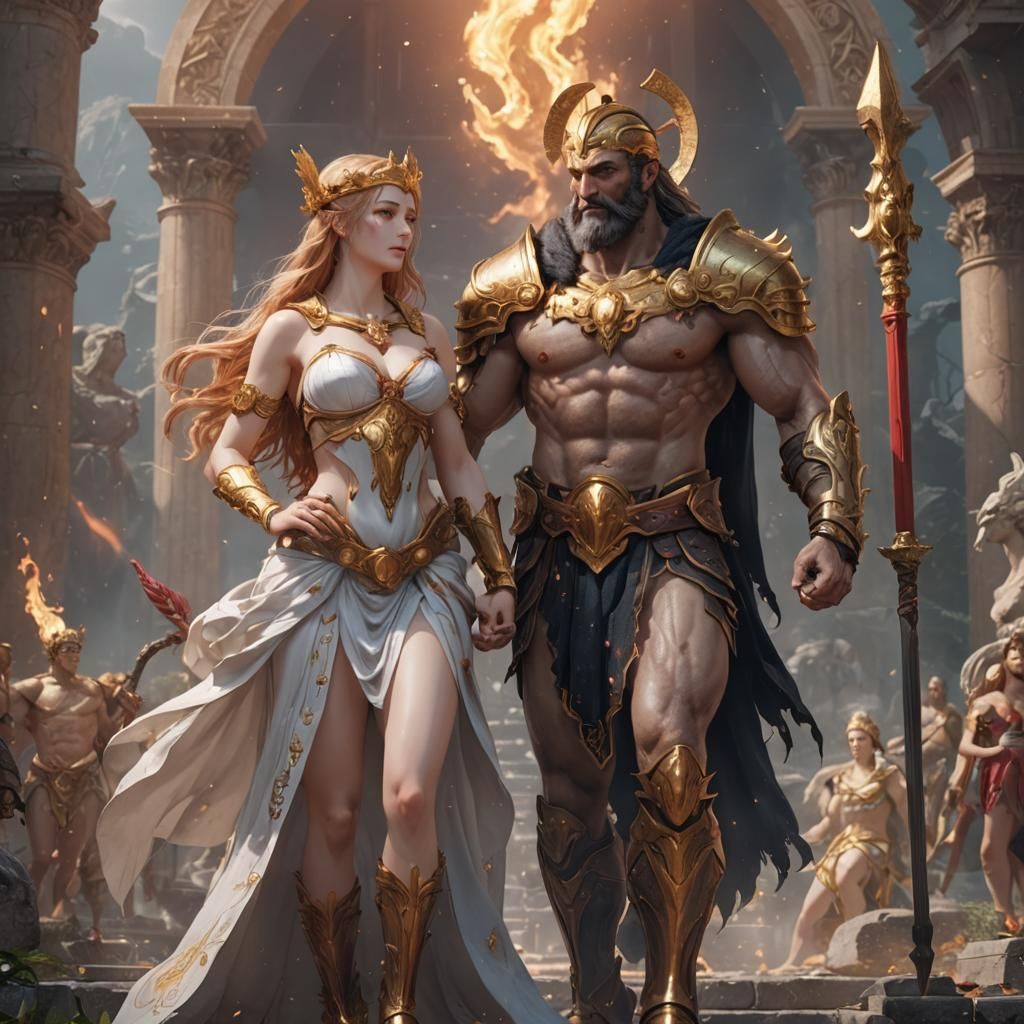 Ares and Aphrodite in 3D Anime Art