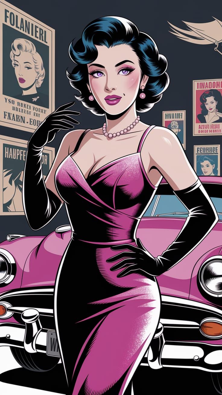 Korean Femme Fatale in 1950s Shoujo Anime Style