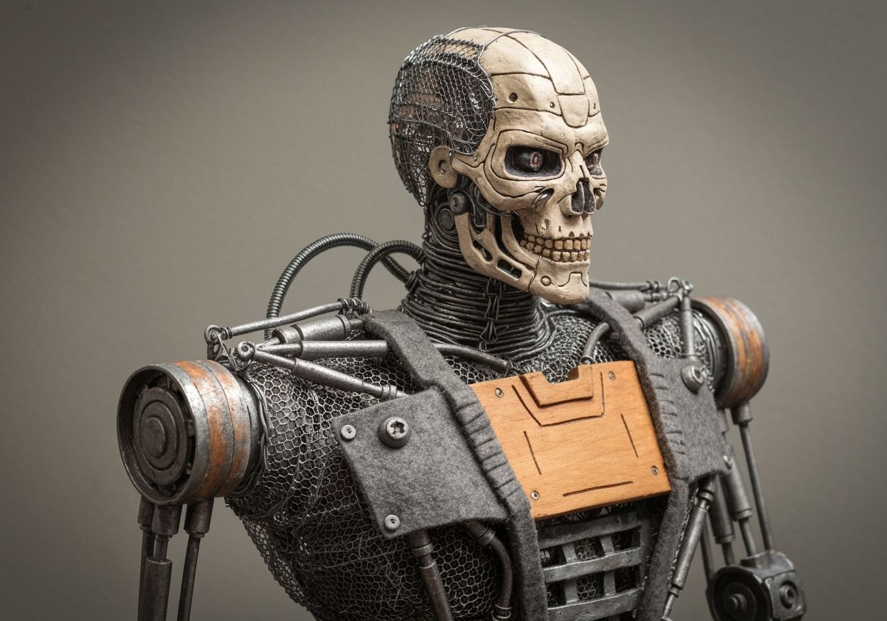 Terminator Robot Abstract Sculpture in Mixed Media