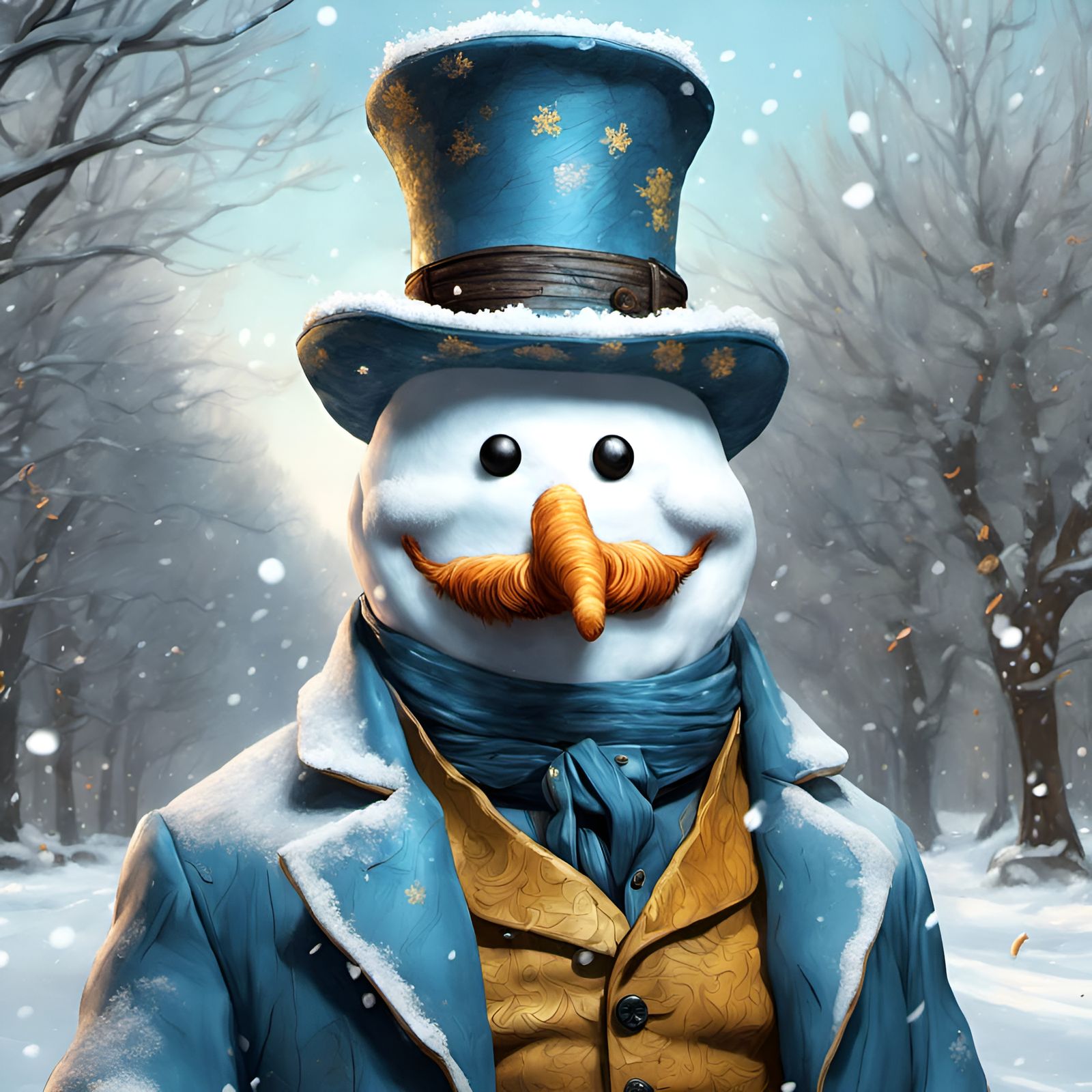 Snowman as Van Gogh: Digital Art Portrait