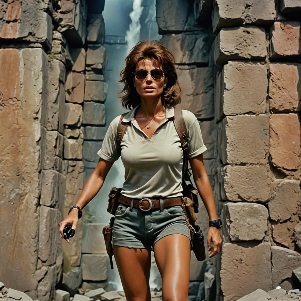 Cinematic Film Still of Actress as Tomb Raider