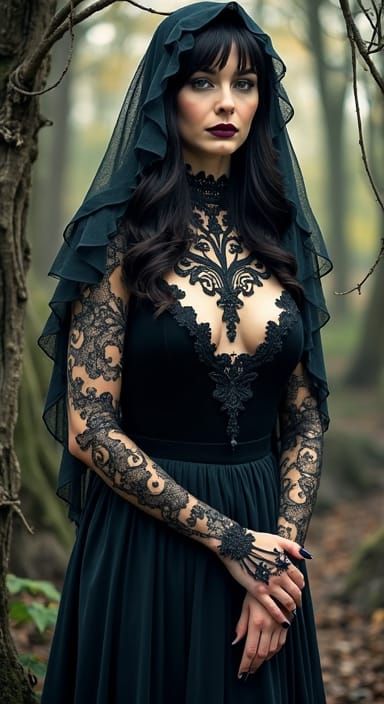 Gothic Vampire Bride in Obsidian Mist
