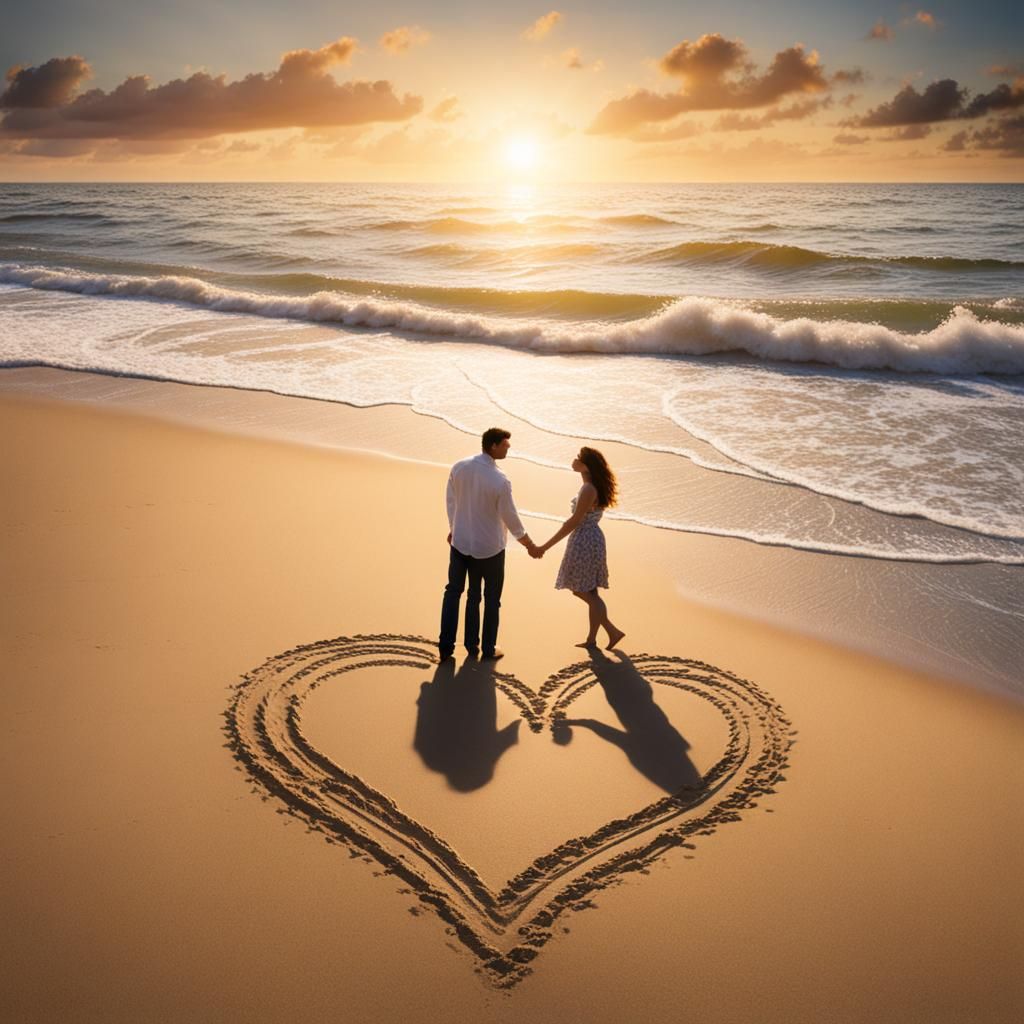 Romantic Beach Proposal at Sunset