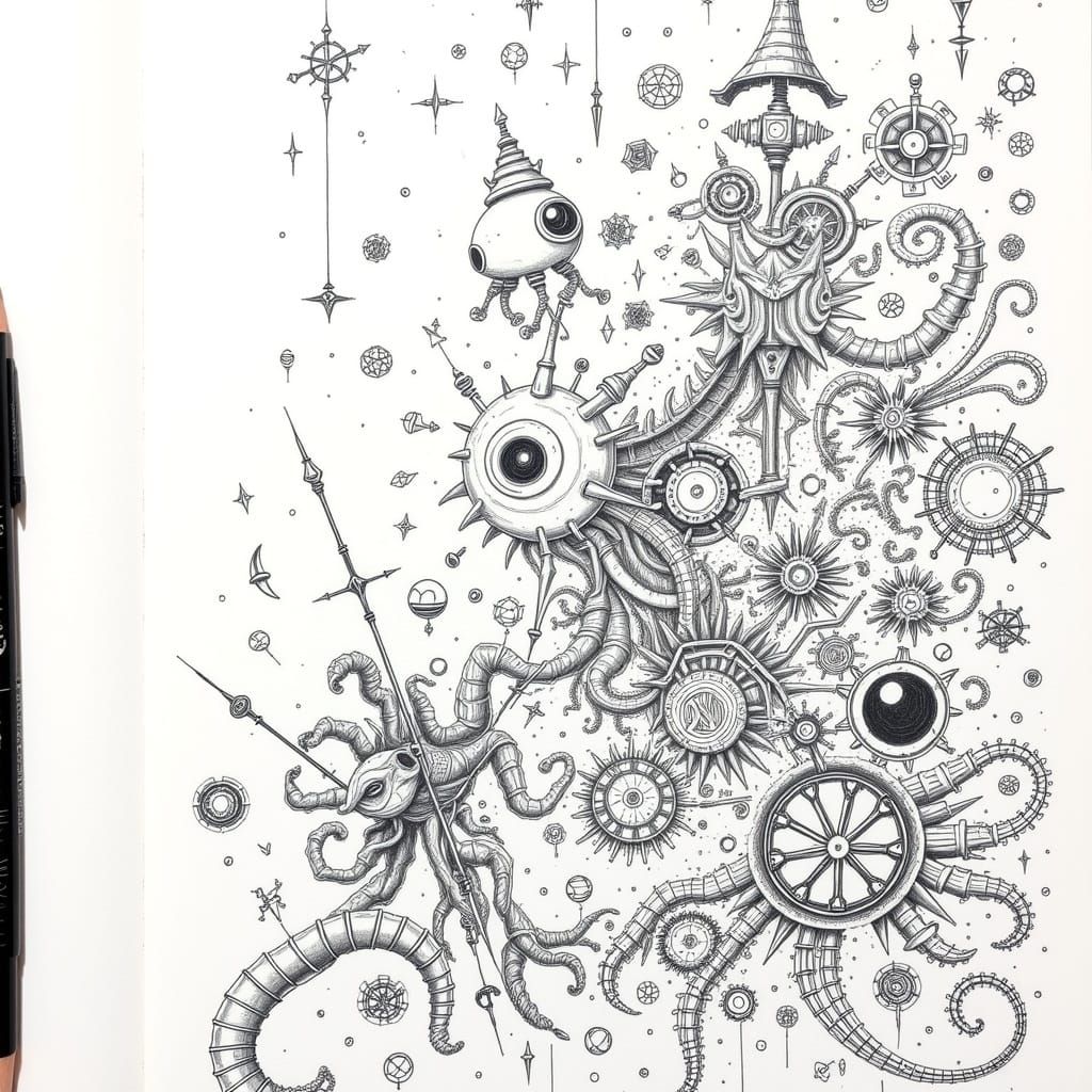 Mechanical Hearts Wander: A Doodle Sketch