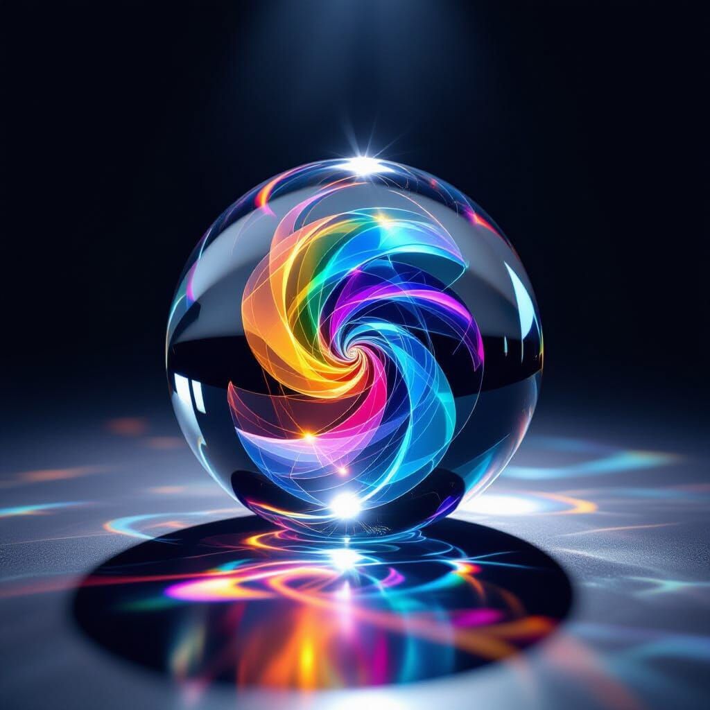 Vibrant Glass Sphere Reflecting Dramatic Light