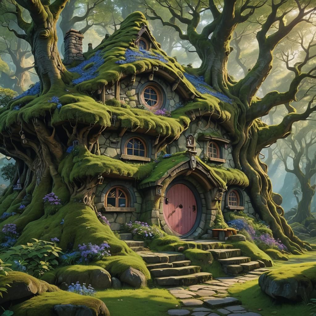 Enchanting Hobbit House in Mystical Forest